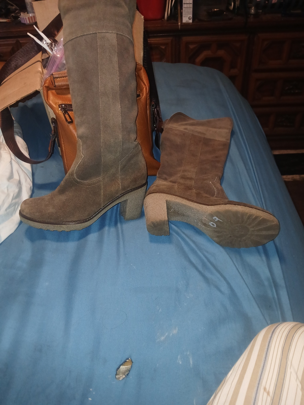 IRO Dark Brown Suede Over-the-Knee Block Heel Boots